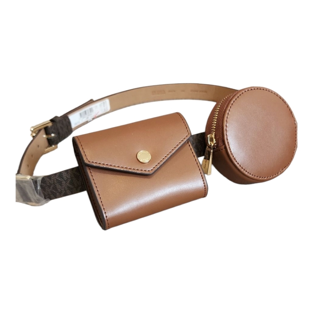 MICHAEL KORS Brown Leather Belt Bag Set